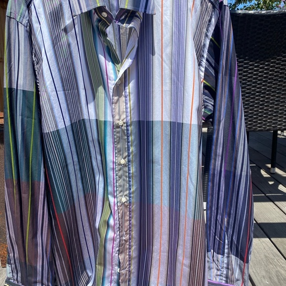 Etro Purple Striped Long Sleeve Dress Shirt XL - Picture 1 of 7